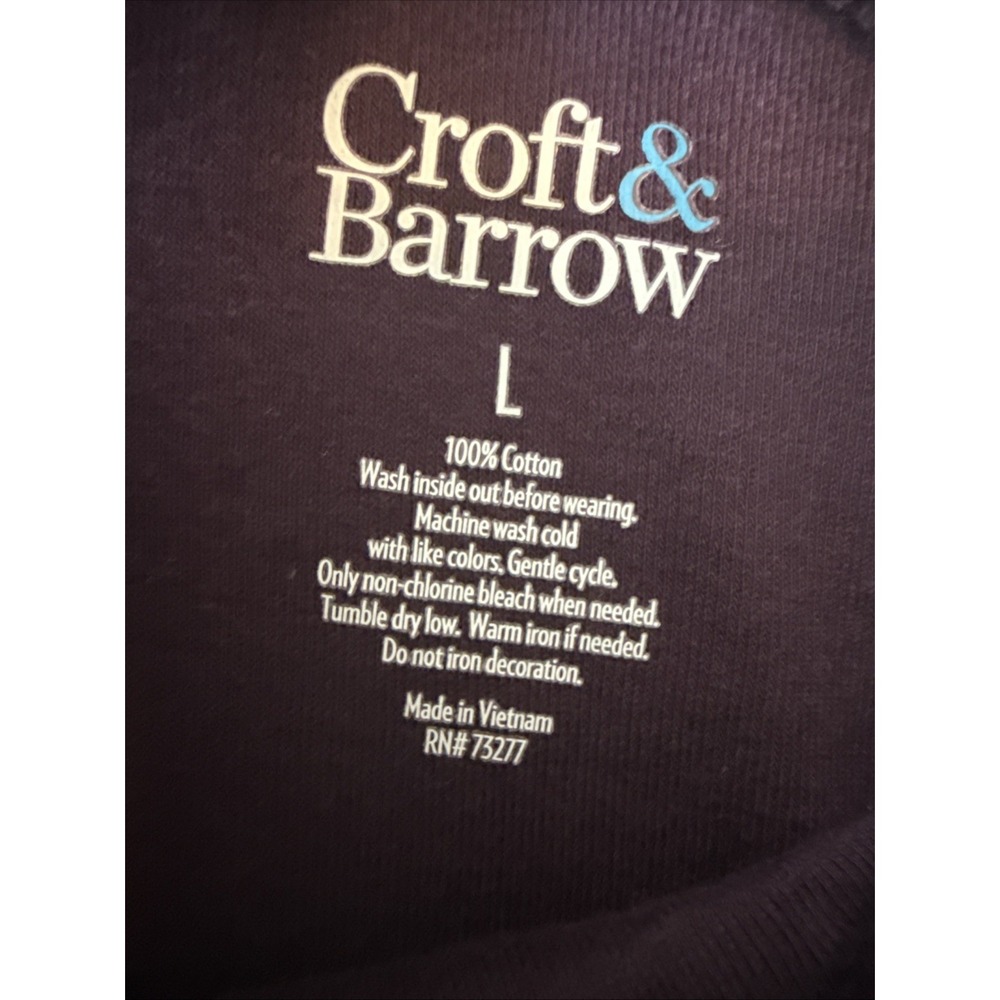 Croft & Barrow Deep Purple Floral Sequins 3/4 Sleeves Cotton Top L Boho Chic Art - Picture 6 of 7